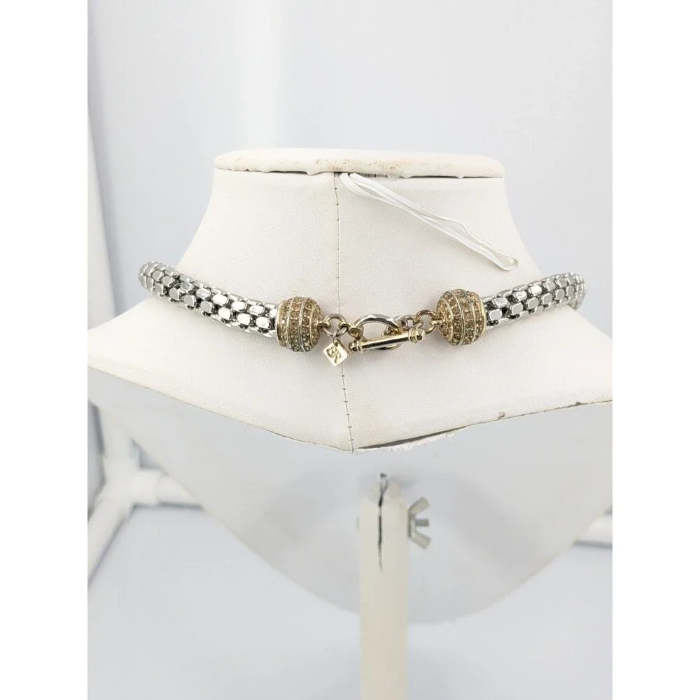 Banana Republic Silver Tone Chunky Chain Rhinestone Collar Necklace 122g 9.0mm